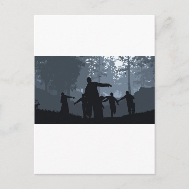 Zombie Chase in the Forest Postcard (Front)