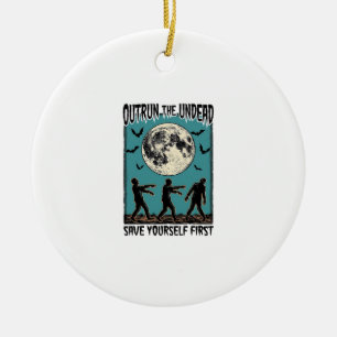 Zombie Chase Shirt Vintage Undead Escape Graphic_1 Ceramic Ornament