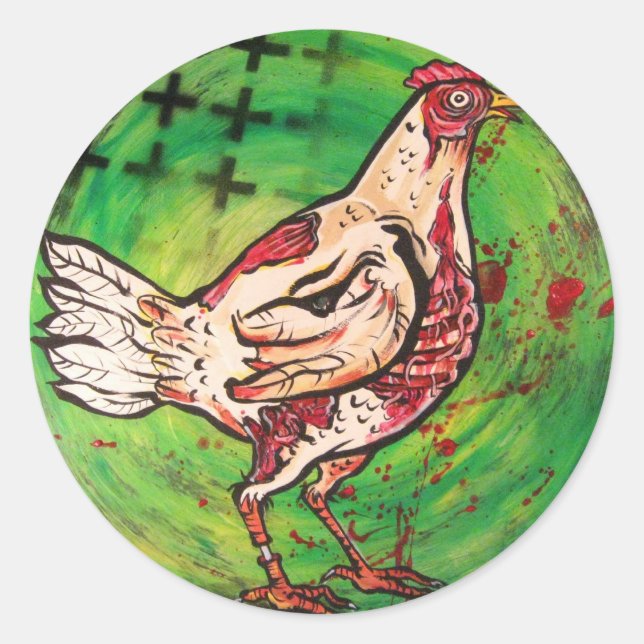 Zombie Chicken Classic Round Sticker (Front)