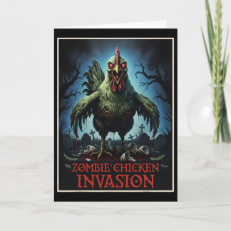 Zombie Chicken Invasion Undead Farm Horror Card