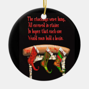 zombie christmas ceramic ornament