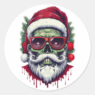 Zombie Christmas Classic Round Sticker
