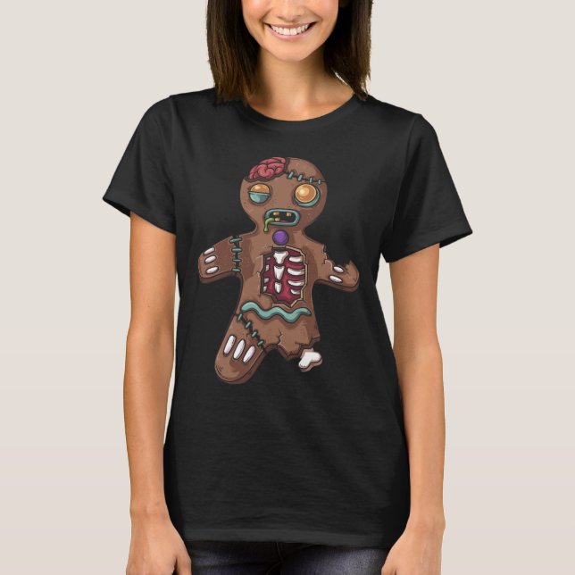 Zombie Christmas Gingerbread Man Funny X-Mas Holid T-Shirt (Front)