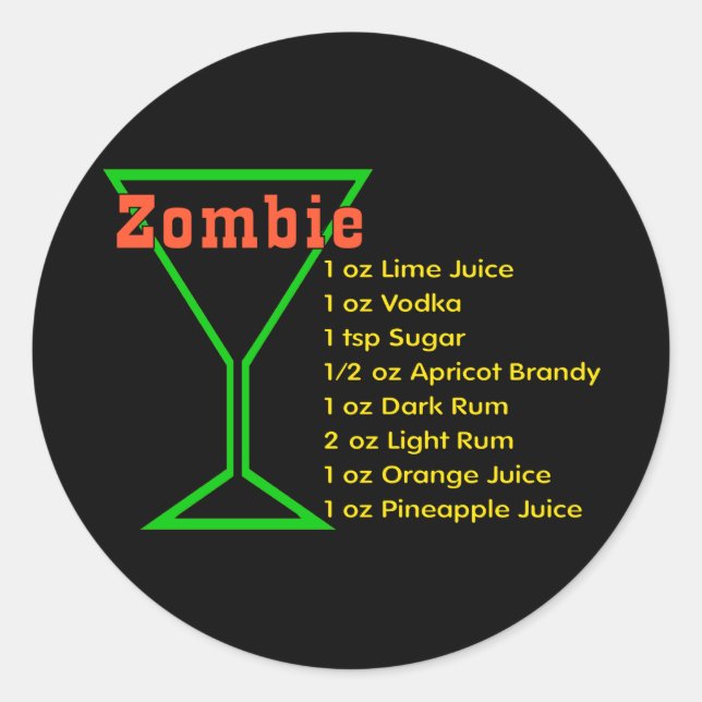 Zombie Classic Round Sticker (Front)