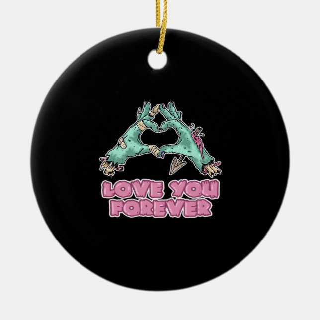 Zombie Classic - Skeleton Heart And Hands Ceramic Ornament (Front)