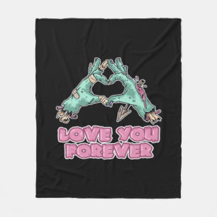 Zombie Classic - Skeleton Heart And Hands Fleece Blanket