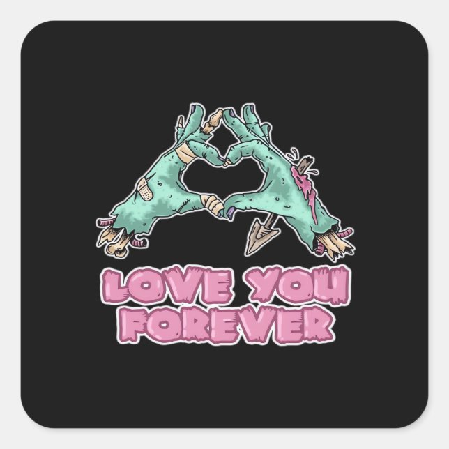 Zombie Classic - Skeleton Heart And Hands Square Sticker (Front)