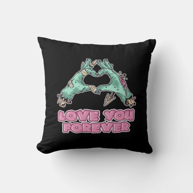 Zombie Classic - Skeleton Heart And Hands Throw Pillow (Front)