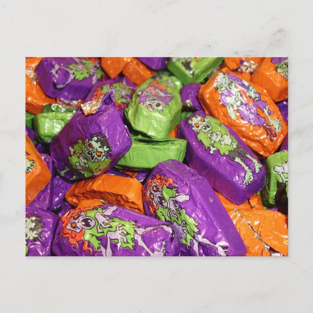 Zombie Coffin Foil Candy Postcard (Front)