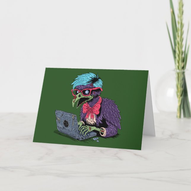 Zombie Computer Crow Card (Front)