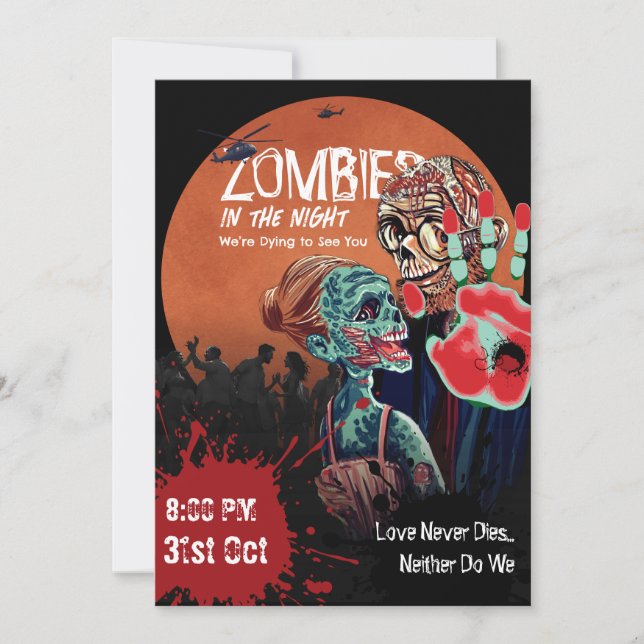 Zombie Couple Apocalypse Horror Halloween Invitati Invitation (Front)