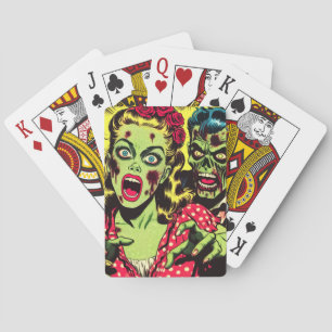 Zombie Couple Retro Comics Playing Cards