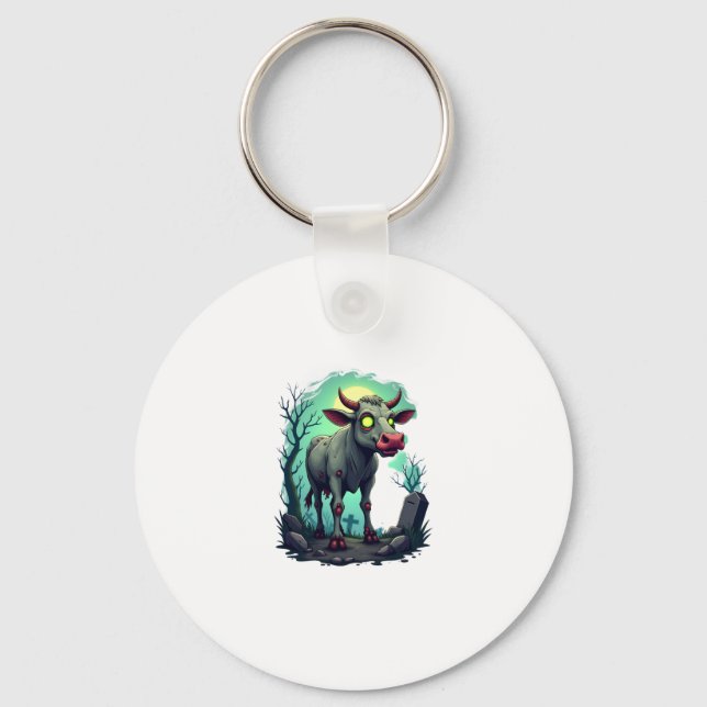Zombie Cow Apocalypse Keychain (Front)