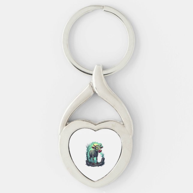 Zombie Cow Apocalypse Keychain (Front)