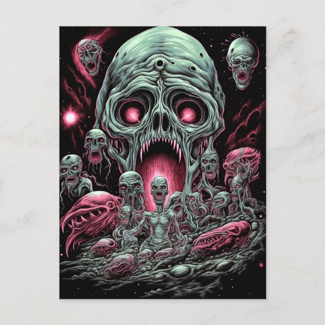 Zombie Creatures Sci-fi Horror Art Postcard (Front)