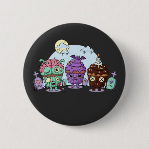 Zombie Cupcake Halloween 2 Inch Round Button