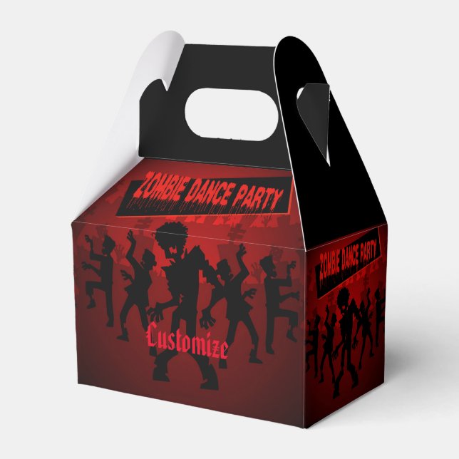 Zombie Dance Party Black & Orange Gable Favor Box (Front Side)