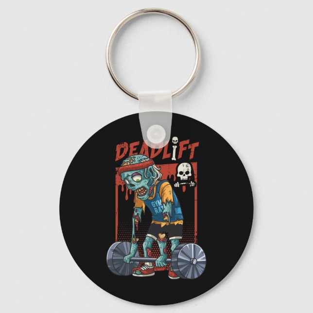 Zombie Deadlift Weight Lifting Halloween Fitness G Keychain (Front)
