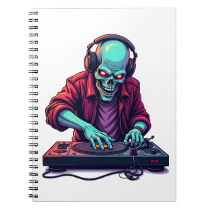 Zombie DJ � Music Festival Halloween Tee Notebook