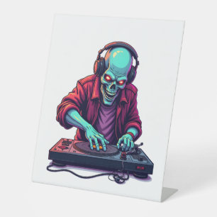 Zombie DJ – Music Festival Halloween Tee Pedestal Sign