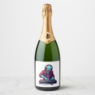 Zombie DJ � Music Festival Halloween Tee Sparkling Wine Label