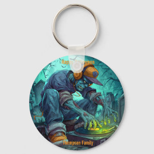 Zombie DJ Rave Halloween Party Vibes Keychain