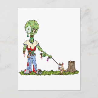 Zombie Dog Walker Postcard