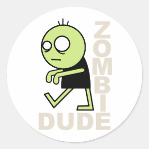 Zombie Dude Classic Round Sticker