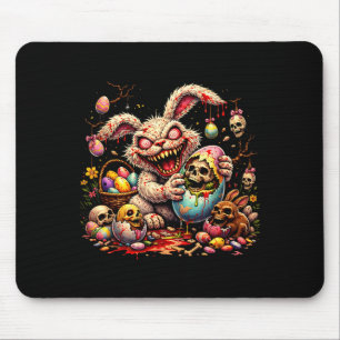 Zombie Easter Bunny with Skull Eggs Creepy Horror Mouse Pad