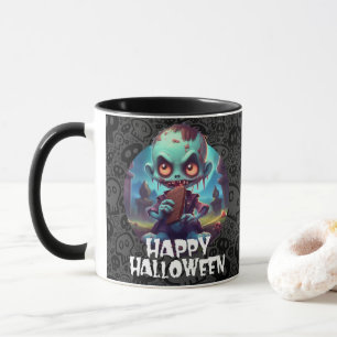 Zombie Eating Chocolate Happy Halloween Mug