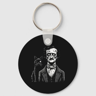 Zombie Edgar Allan Poe The Black Cat Halloween Fun Keychain