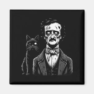 Zombie Edgar Allan Poe The Black Cat Halloween Fun Magnet