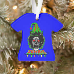 ZOMBIE ELF on Blue Ornament