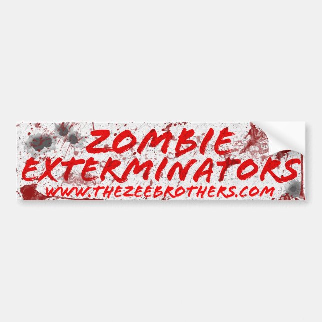 Zombie Exterminators White Blood & Bullets Sticker (Front)