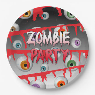 Zombie Eyeballs Apocalypse Halloween Party Paper Plate