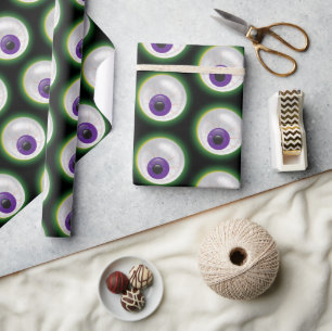 Zombie Eyeballs Halloween Monster Eye Purple  Wrapping Paper
