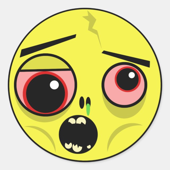 Zombie Face Classic Round Sticker (Front)