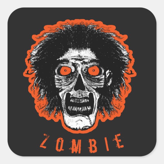 ZOMBIE Face - Orange Eyes Hair Square Sticker (Front)