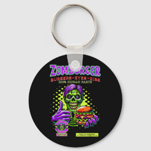 Zombie Fast Food Burger and Ribs Halloween Horror Keychain