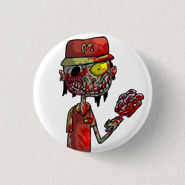 Zombie Fast-Food Worker 1 Inch Round Button (Front)