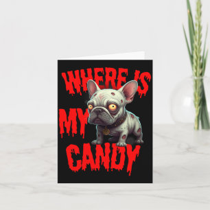 Zombie French Bulldog Halloween Card
