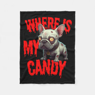 Zombie French Bulldog Halloween Fleece Blanket