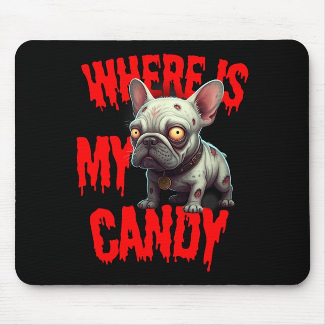 Zombie French Bulldog Halloween Mouse Pad (Front)