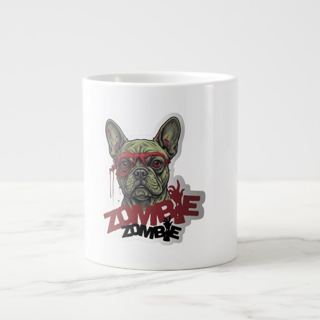 Zombie Frenchie Large Coffee Mug (Front)