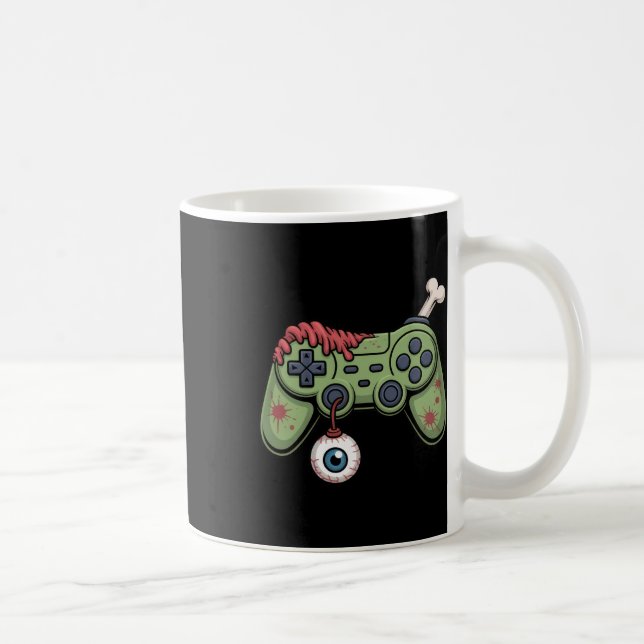 Zombie Gamer Controller With Eyell And Halloween G Coffee Mug (Right)
