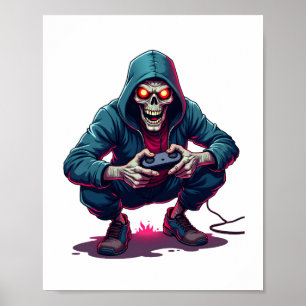 Zombie Gamer – Funny Halloween Gaming Shirt Poster