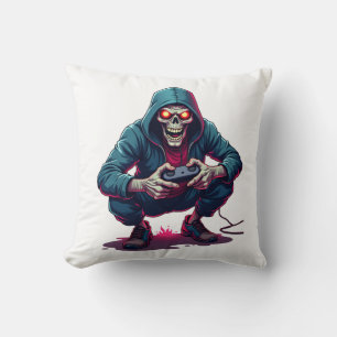 Zombie Gamer � Funny Halloween Gaming Shirt Throw Pillow
