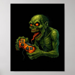 Zombie Gamer Funny Horror Gaming Halloween Poster