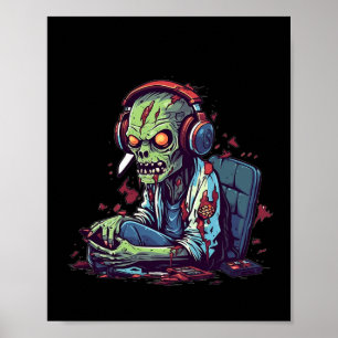 Zombie Gamer Halloween Costume Gaming Video-game C Poster