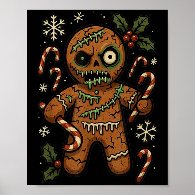 Zombie Gingerbread Man Christmas Zombie  Poster (Front)